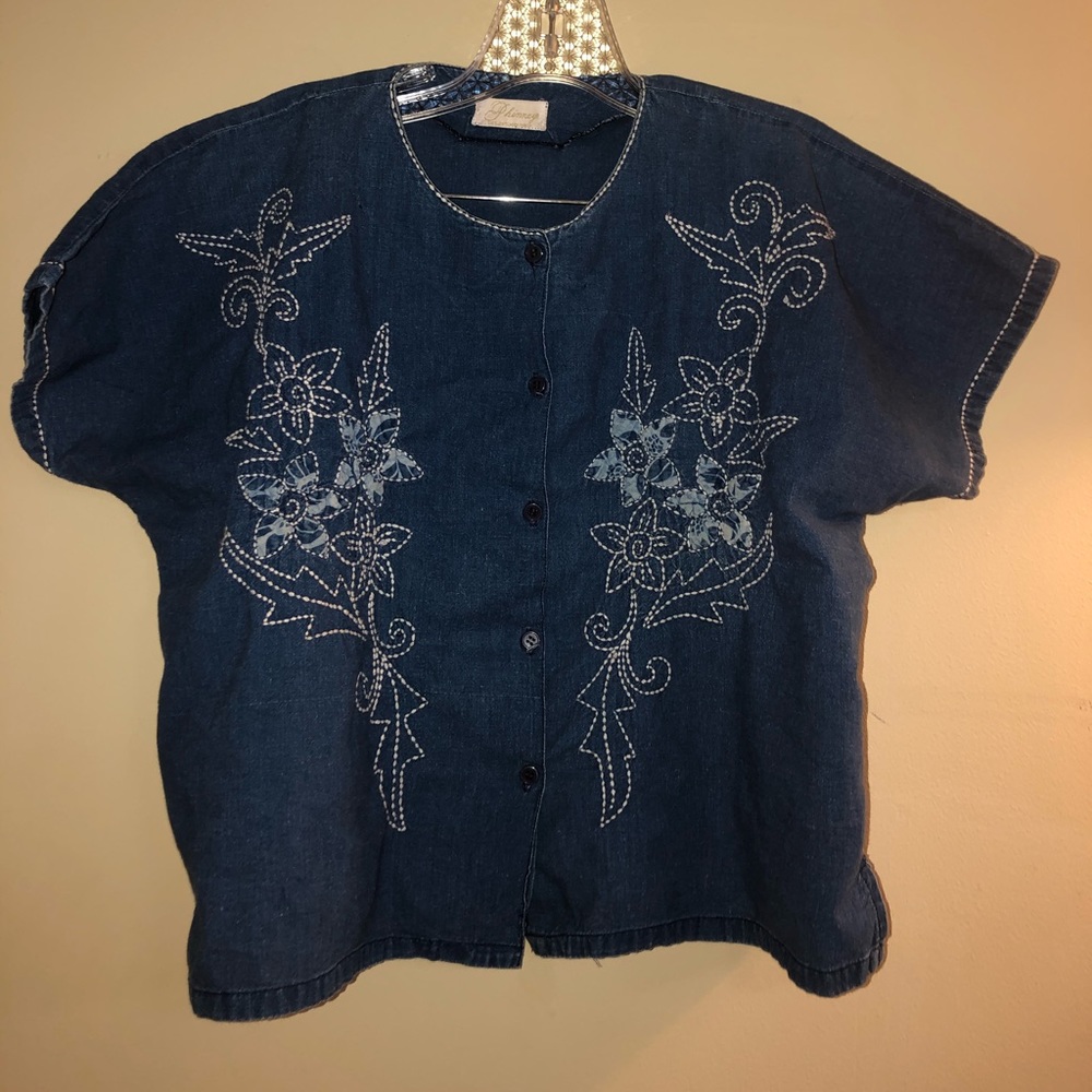 Floral jean shirt 👕